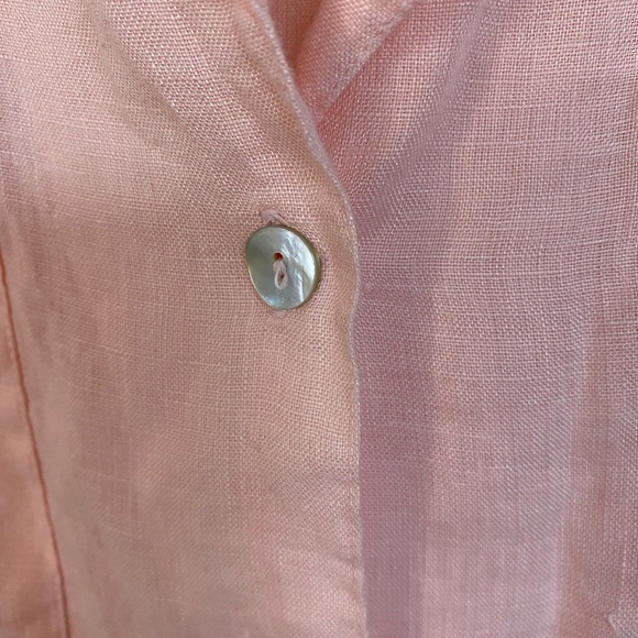 Vintage Peach Pink Linen Button-Up Women's Top - Picture 3 of 10